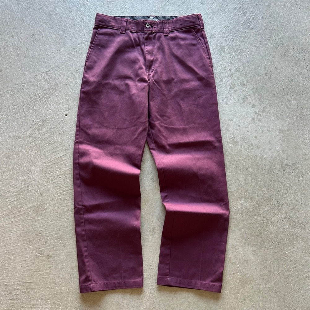 Vintage Dickies 874 Skateboarding Pants Size 34x32 Red Wine Straight Leg Chino